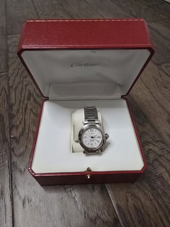 Cartier Accessories - Cartier Pasha C Big Date Wristwatch in Silver with Red Presentation Box